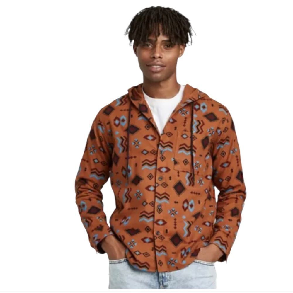 Men’s Tribal long sleeve hooded flannel